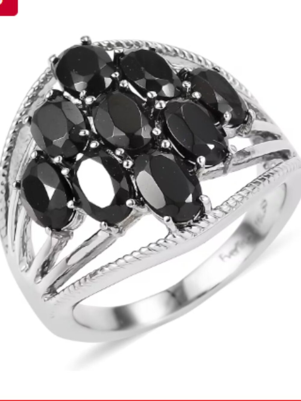 Thai Black Spinel Ring in Stainless Steel